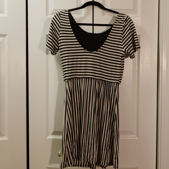 Francesca's Black and White Stripe Dress - Picture 2 of 2